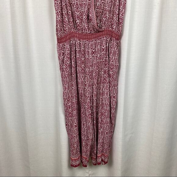 LOFT Beach White&Burgundy Print Rayon Jumpsuit Sz.18 NWT - Picture 5 of 15